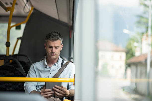 istock Businessman traveling by bus 837335558