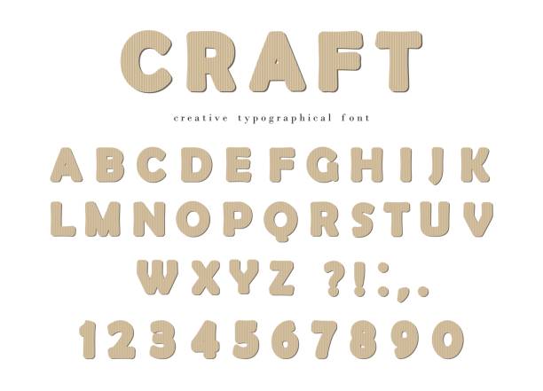 istock Craft typographical font. Cardboard ABC letters and numbers isolated on white. 837343846