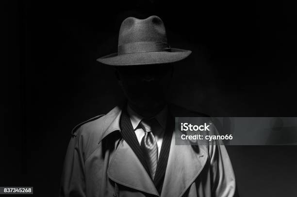 Noir Movie Character Stock Photo - Download Image Now - Spy, Detective, Mafia