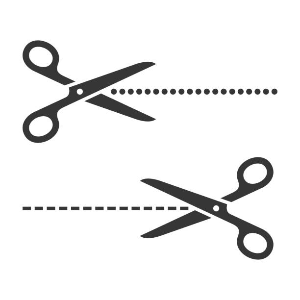 Cutting Scissors Set with Cut Lines on White Background. Vector Cutting Scissors Set with Cut Lines on White Background. Vector illustration wader bird stock illustrations