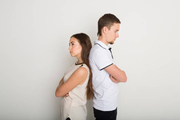 istock Break up, upset couple back to back after quarrel 837351898