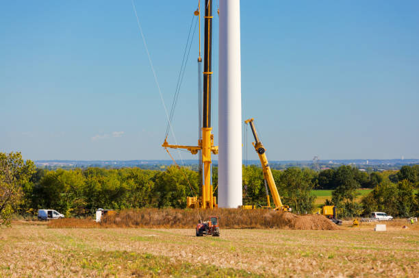Installation of a wind turbine in wind farm construction site