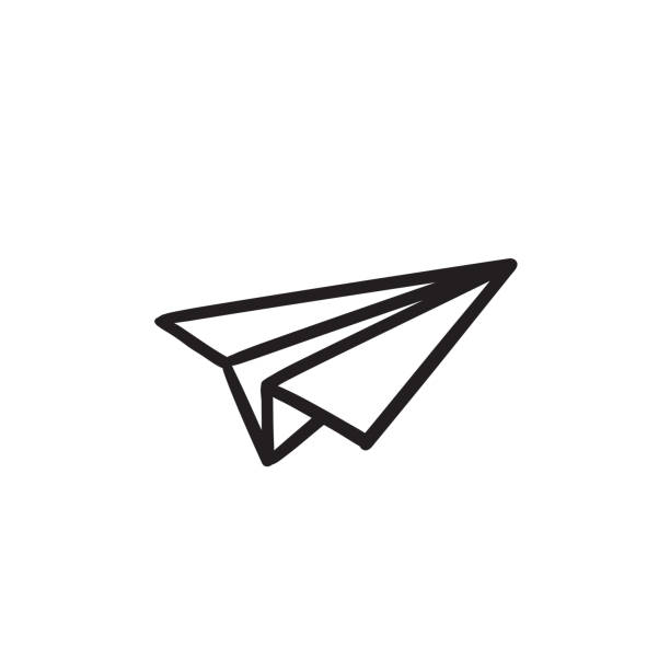 illustrations, cliparts, dessins animés et icônes de icône de croquis papier avion - air mail