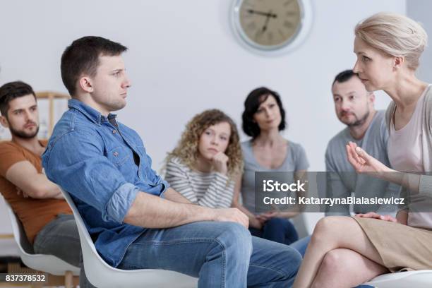 Group Counseling Session Stock Photo - Download Image Now - Healthcare And Medicine, Psychotherapy, Addiction