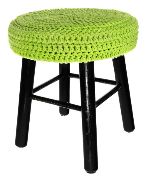 istock Handmade chair. Stool in green black. 837378776