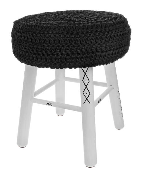 istock Hand-made stool. Chair in white and black 837378906