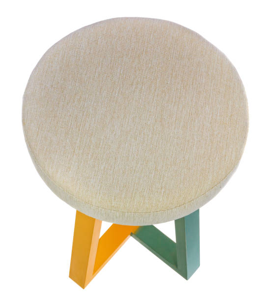 istock Hand-made stool. Chair in green, yellow, light yellow. 837378934