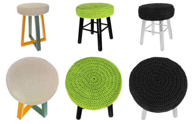 istock Handmade stool. Chair in various designs and colors. 837379092