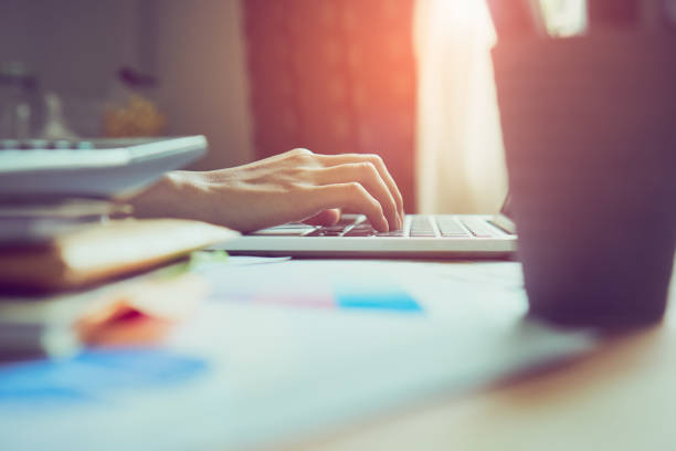 istock Women using a laptop in the display and technology advances in stores. Take your screen to put on advertising. 837380152
