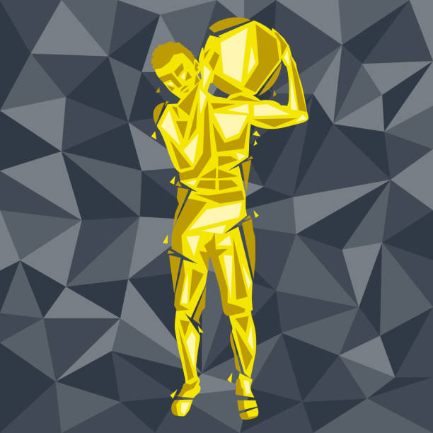 Geometric concept Geometric concept. Ball Slams. Vector silhouette of man doing fitness and . Active and healthy life concept wall ball stock illustrations