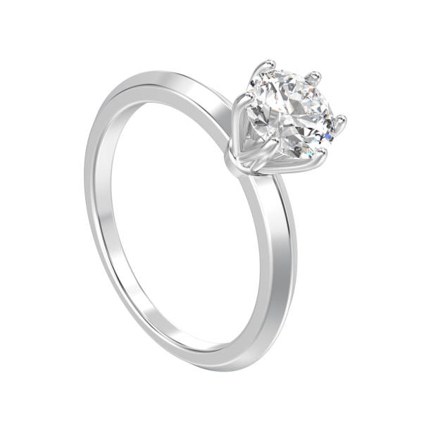 istock 3D illustration isolated white gold or silver traditional solitaire engagement diamond ring 837415808