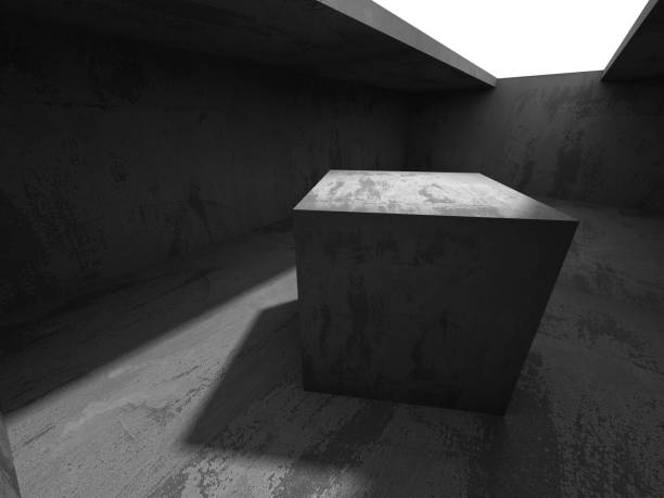 istock Dark basement empty room interior. Concrete walls 837418254