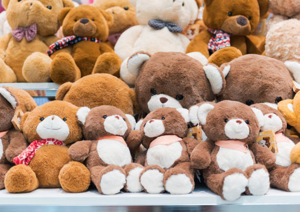 istock cute teddy bears dall on shelves 837421360