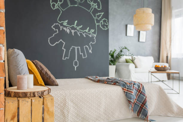 istock Wooden decoration in room 837421422