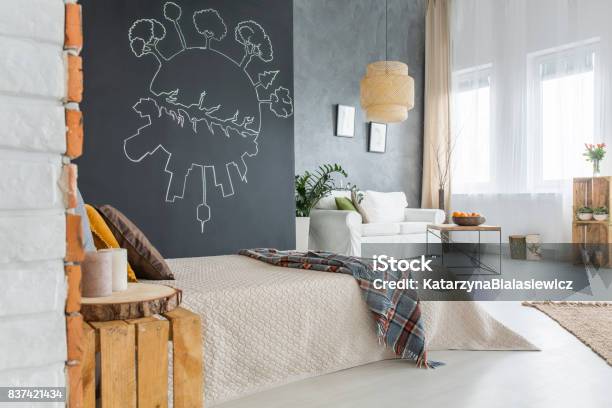Bed With Blanket Stock Photo - Download Image Now - Apartment, Bed - Furniture, Bedroom