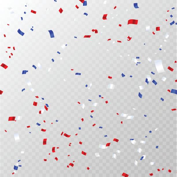 istock Celebration background template with confetti and red and blue ribbons. concept design Columbus Day, greeting background. 837423134