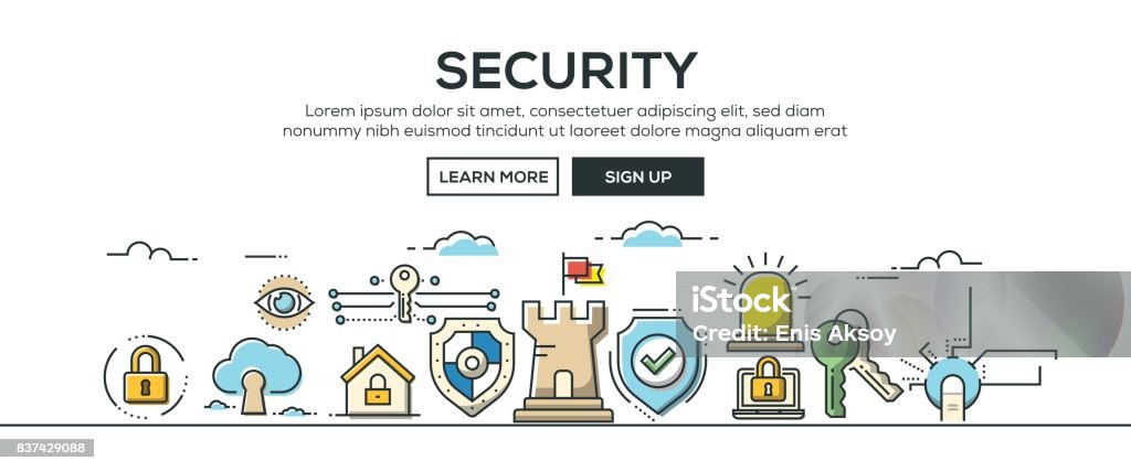 Security banner and icons Castle stock vector