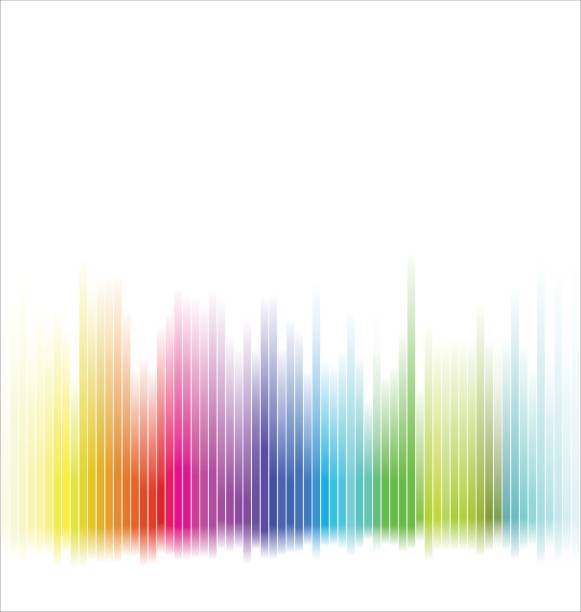 illustrazioni stock, clip art, cartoni animati e icone di tendenza di sfondo arcobaleno astratto spettro colorato - rainbow striped abstract in a row