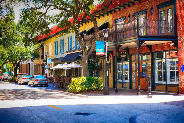 Old Main Street in downtown Bradenton, FL USA stock photo