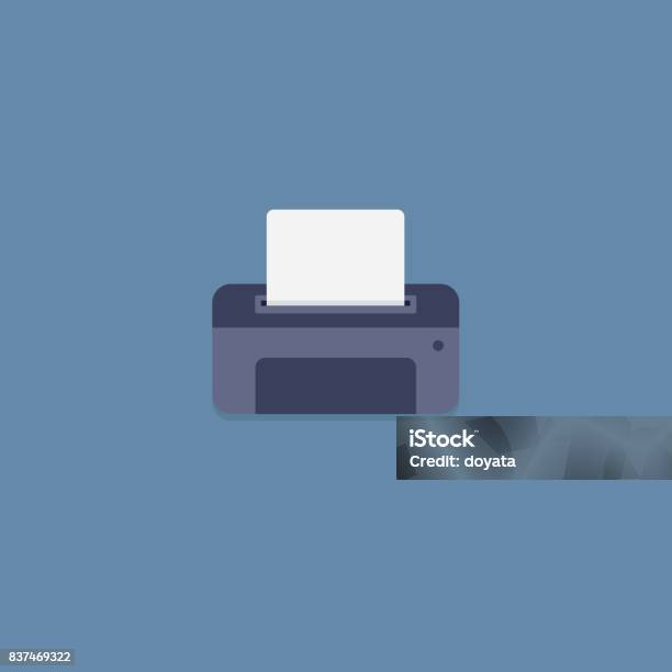 Printer Computer Blue Flat Blue Printer Illustration Stock Illustration - Download Image Now ...