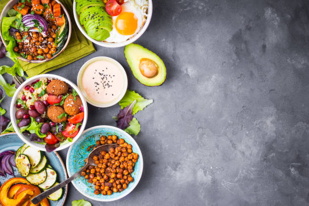 istock Buddha bowl salads background 837489460