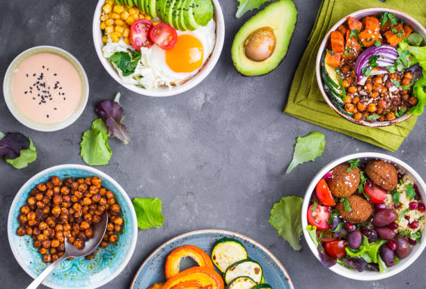 istock Buddha bowl salads background 837489494