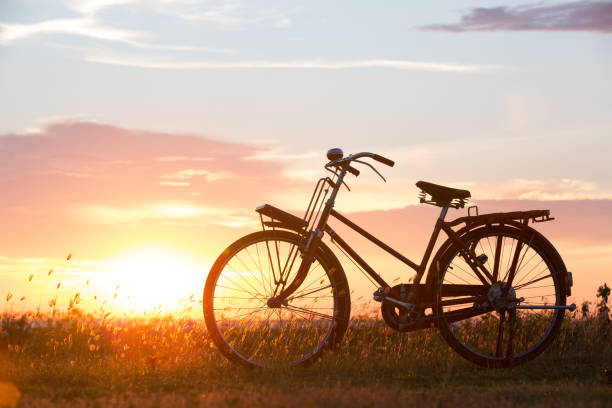 istock red bicycle beside the river with blue sky 837490642