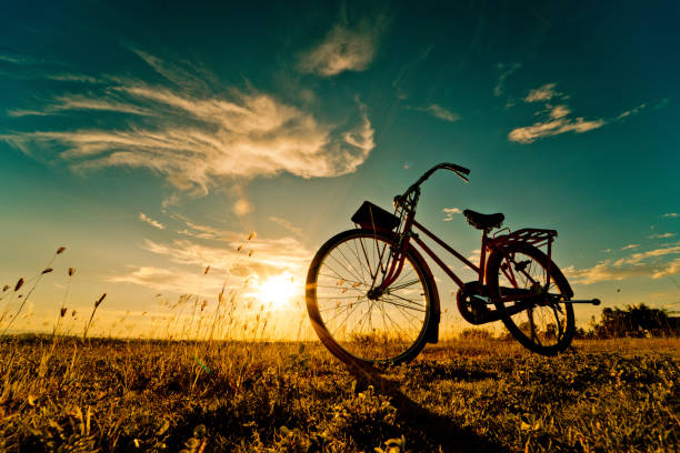 istock bicycle silhouette at the sunset or sunrise 837492228
