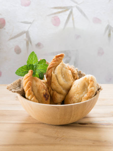 istock Group of curry puff with coffee. 837498290