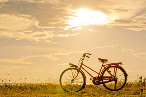 istock bicycle silhouette at the sunset or sunrise 837500236