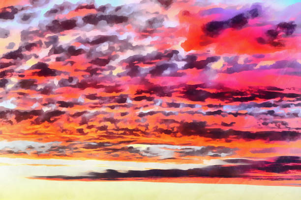 Clouds on sunset sky colorful painting background