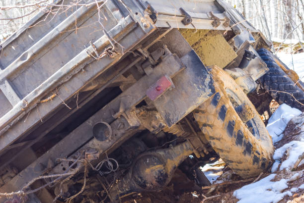 istock truck stucked in a spring mud 837565526