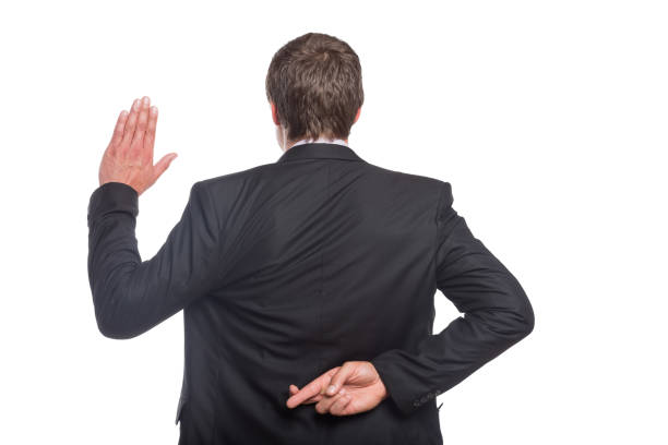 istock Businessman with crossed fingers and stop gesture 837581912