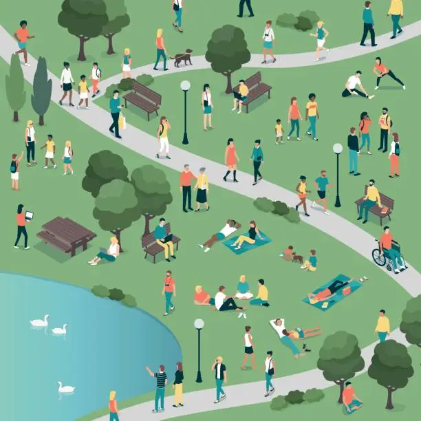 Vector illustration of People at the city park