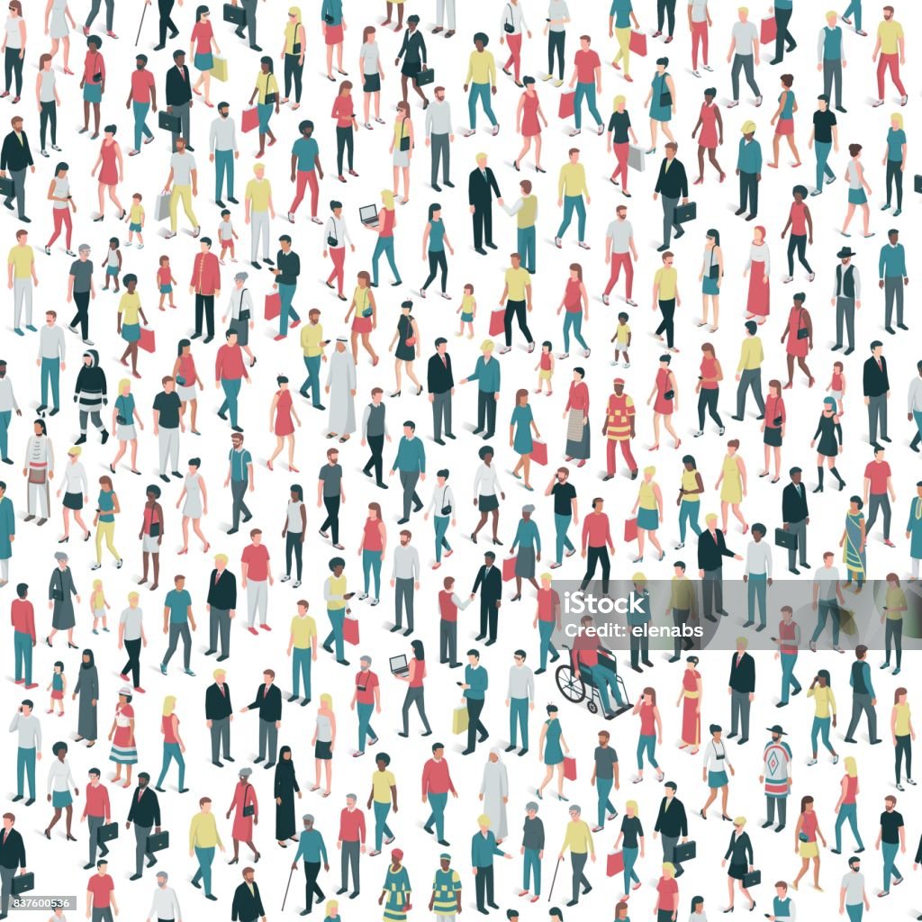 People and diversity seamless pattern People of all ages and mixed ethnicity groups standing together, community and diversity concept, seamless pattern People stock vector