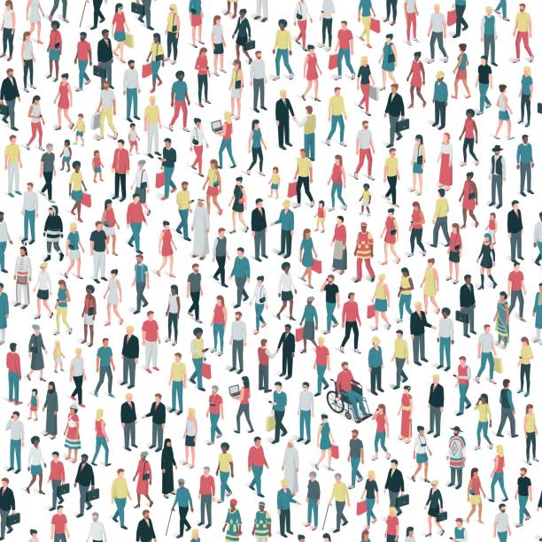 People and diversity seamless pattern People of all ages and mixed ethnicity groups standing together, community and diversity concept, seamless pattern disability illustrations stock illustrations