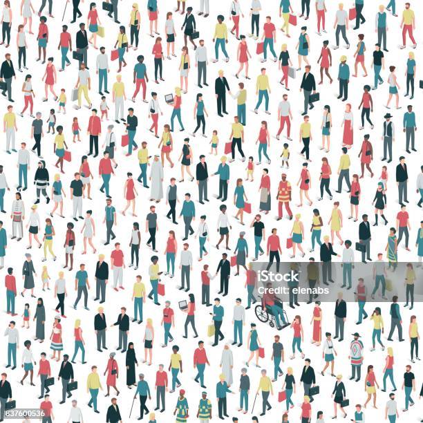 People And Diversity Seamless Pattern Stock Illustration - Download Image Now - People, Crowd of People, Backgrounds