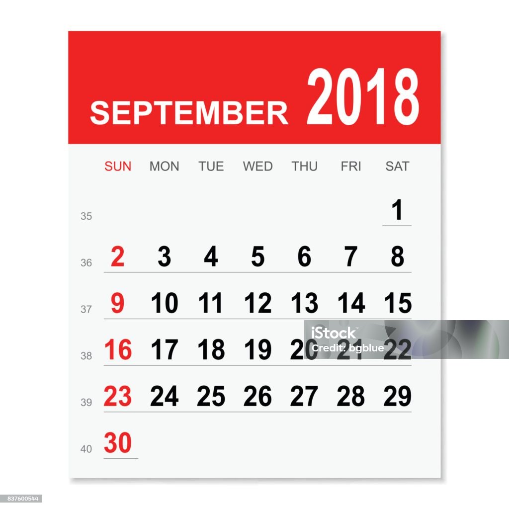 Kalender September 2018 Ilustrasi Stok - Unduh Gambar Sekarang - Baru - Kondisi, Bilangan, Bisnis - Subjek - Istock