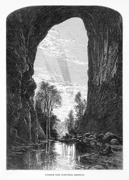 istock Under the Natural Bridge, Virginia, United States, American Victorian Engraving, 1872 837601592