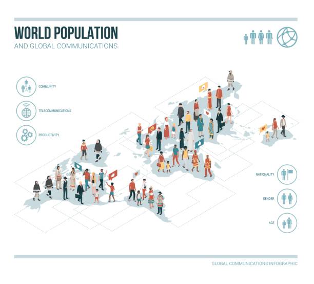 People from all over the world People from all over the world connecting together: diversity, ethnic groups and demographics concept demographics infographics stock illustrations