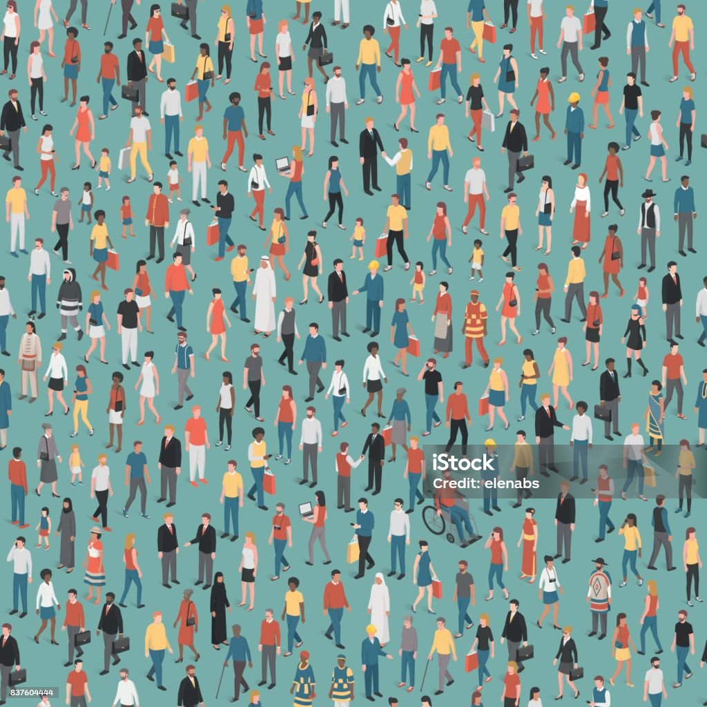 People and diversity seamless pattern People of all ages and mixed ethnicity groups standing together, community and diversity concept, seamless pattern Multiracial Group stock vector