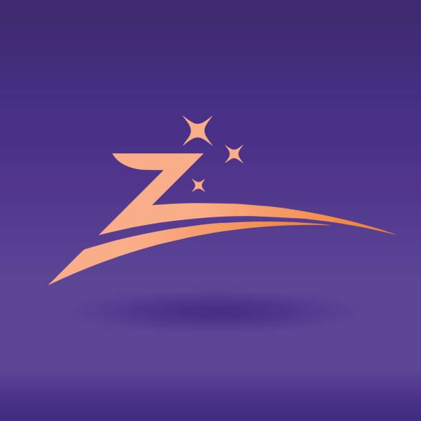 buchstabe z-luxus-firma symbol für schmuckgeschäft, vector elegante z-emblem mit sternen. abstraktes vektor-symbol. - letter z stock-grafiken, -clipart, -cartoons und -symbole