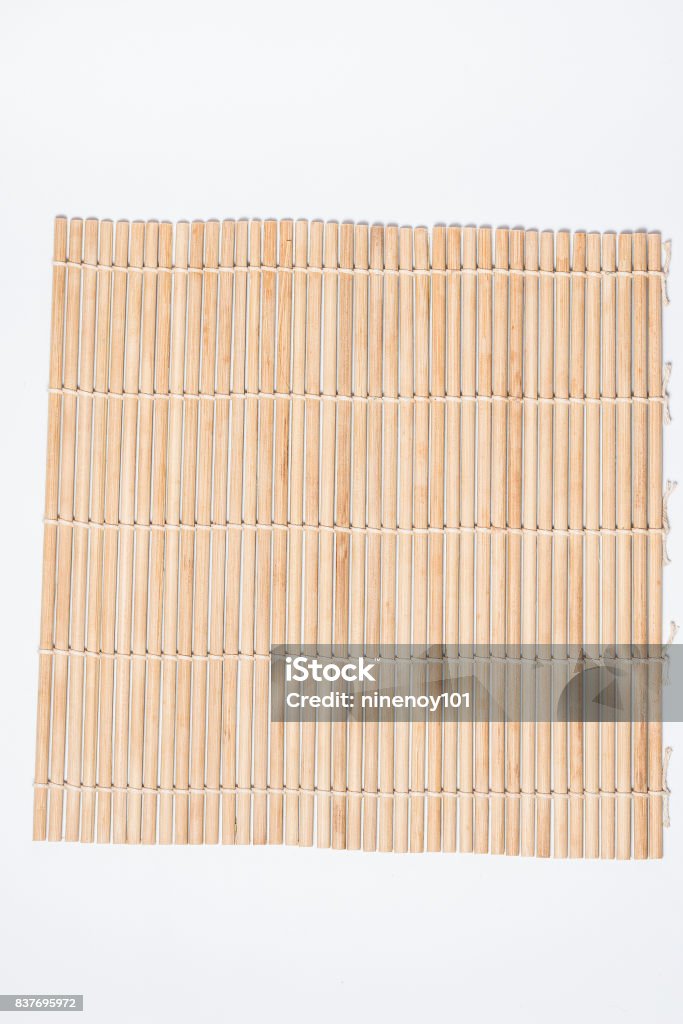 Sushi Bamboo Mat On White Background Stock Photo - Download Image Now - Mat,  Sushi, Abstract - iStock