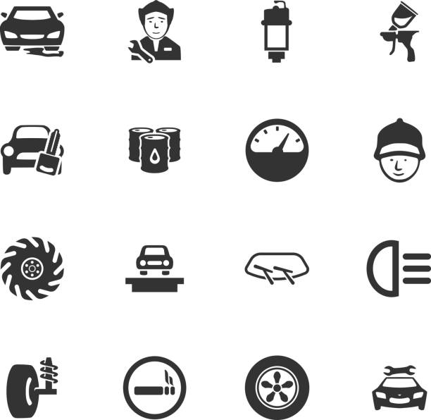 zestaw ikon automatycznych - gas fitter obrazy stock illustrations