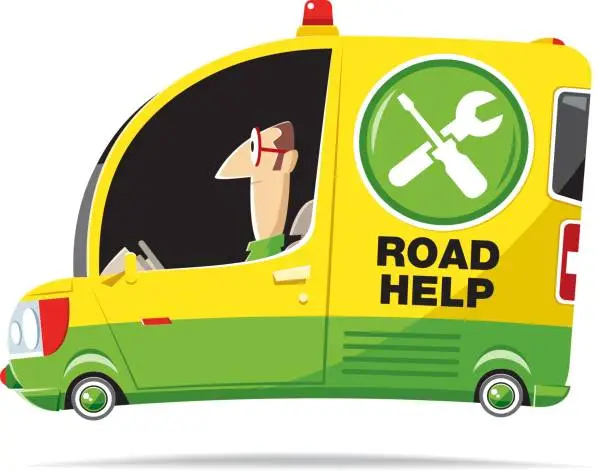 Vector illustration of Roadside assistance car