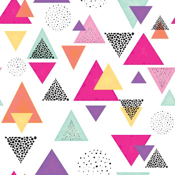 illustrations, cliparts, dessins animés et icônes de triangles et points noirs. seamless pattern en style memphis - backgrounds spotted seamless fun