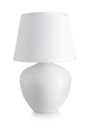 White ceramics table lamp isolated on white
