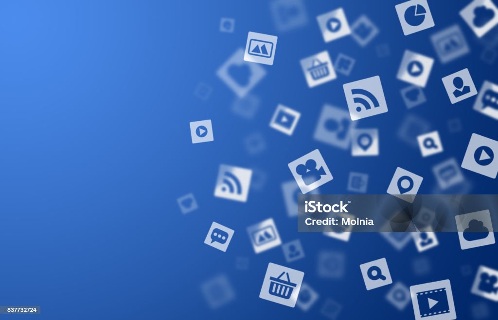 Internet media background Internet media icons blue background for your design Social Media stock illustration
