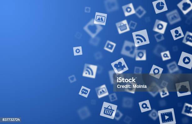 Internet Media Background Stock Illustration - Download Image Now - Social Media, Backgrounds, Bright