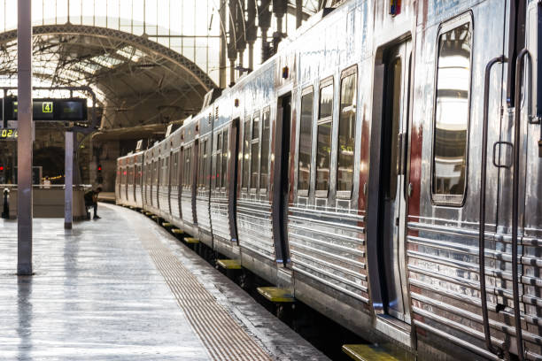 istock Idle Train Doors on Platform in Old European Train Station Sunny Day Rossio Train Station Lisbon Portugal 837732756